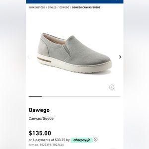 Oswego Grey Birkenstock canvas slip on.